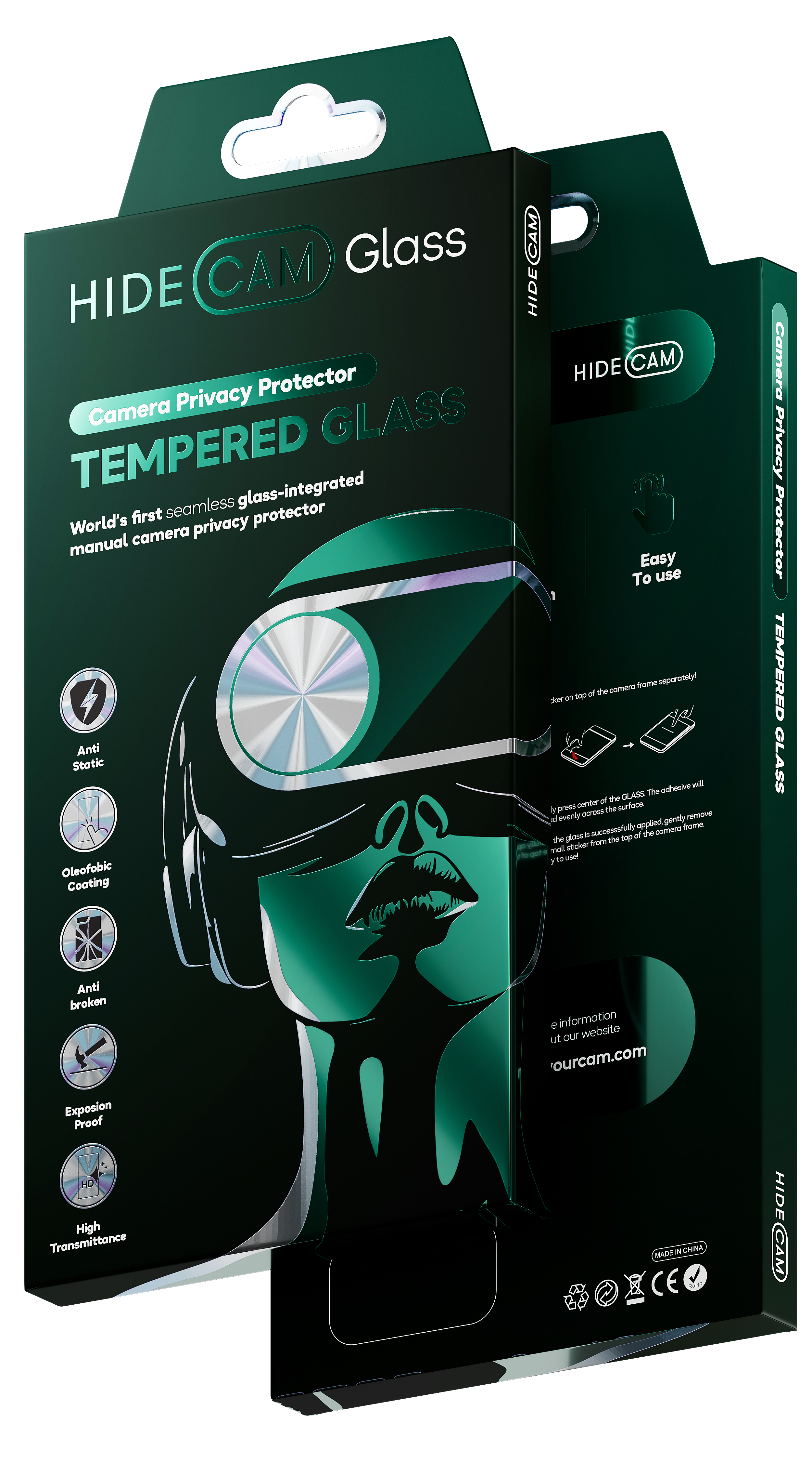 Hidecam™ Premium Screen Protector with Integrated Long-Life Camera Privacy Blocker